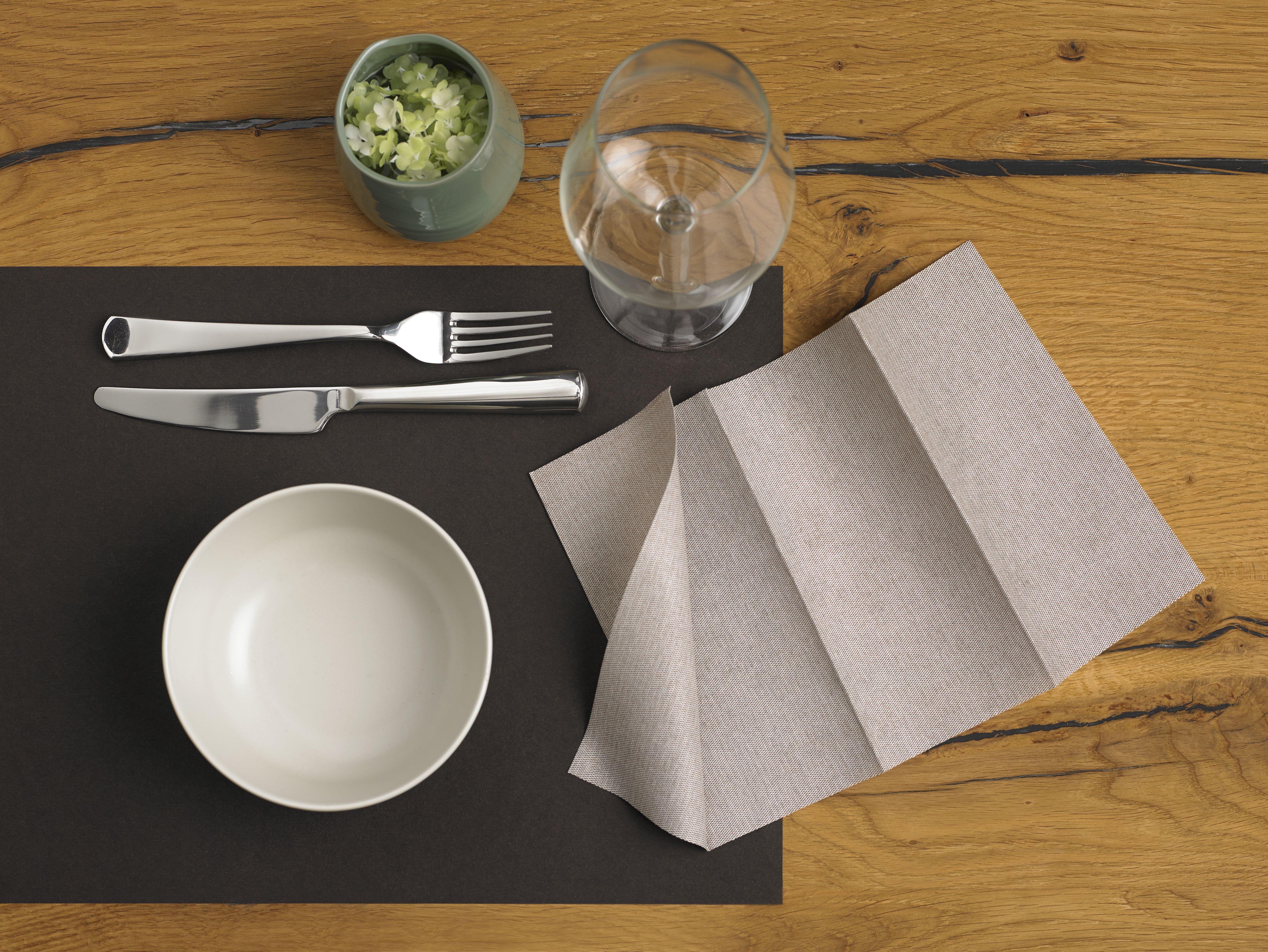 Serviette Napp 1/8 Falz Antracite 20x36