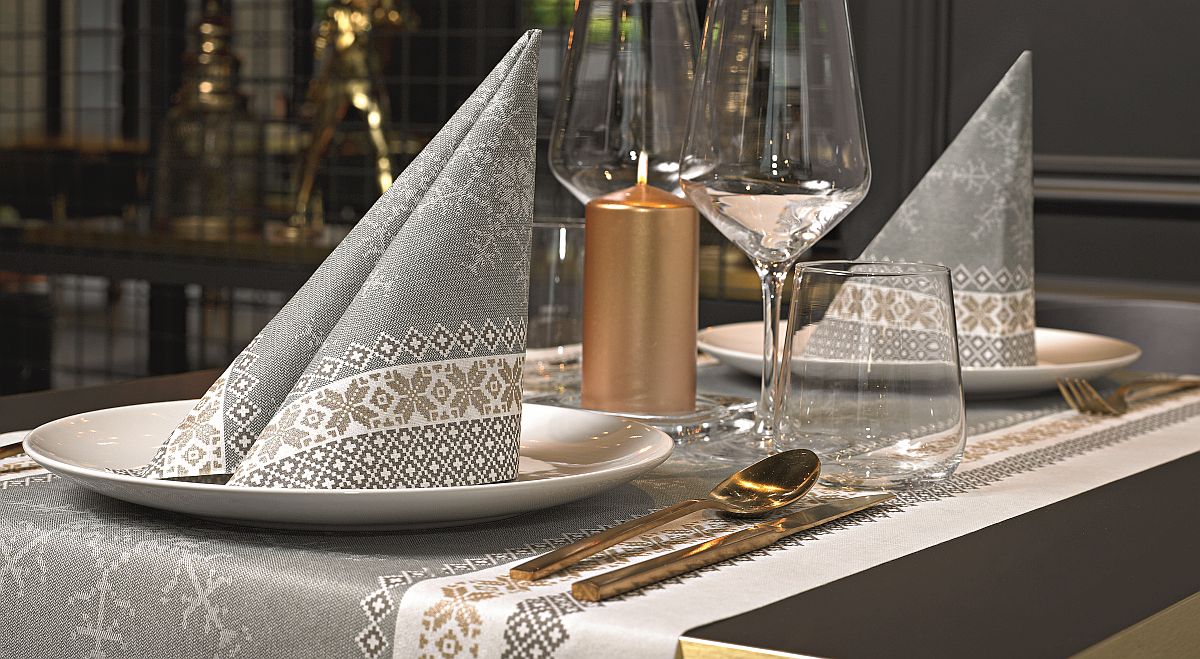 Tischläufer Teté a Teté Norway Grigio 48x120 cm